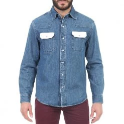 Ανδρικό τζιν πουκάμισο CALVIN KLEIN JEANS Archive Western Contrast-Dark μπλε