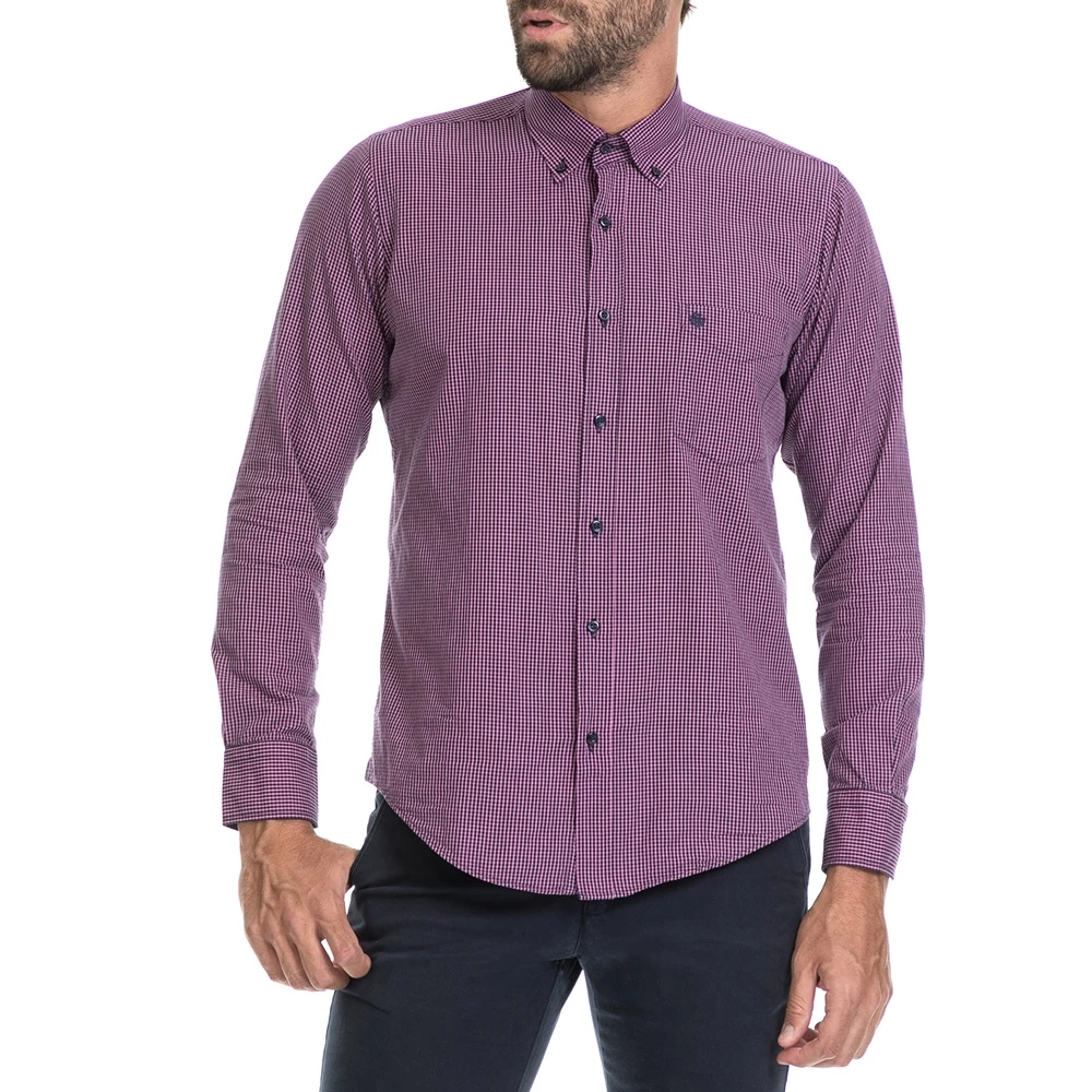 Ανδρικό καρό πουκάμισο DORS μωβ 3 Ανδρικό καρό πουκάμισο DORS μωβ