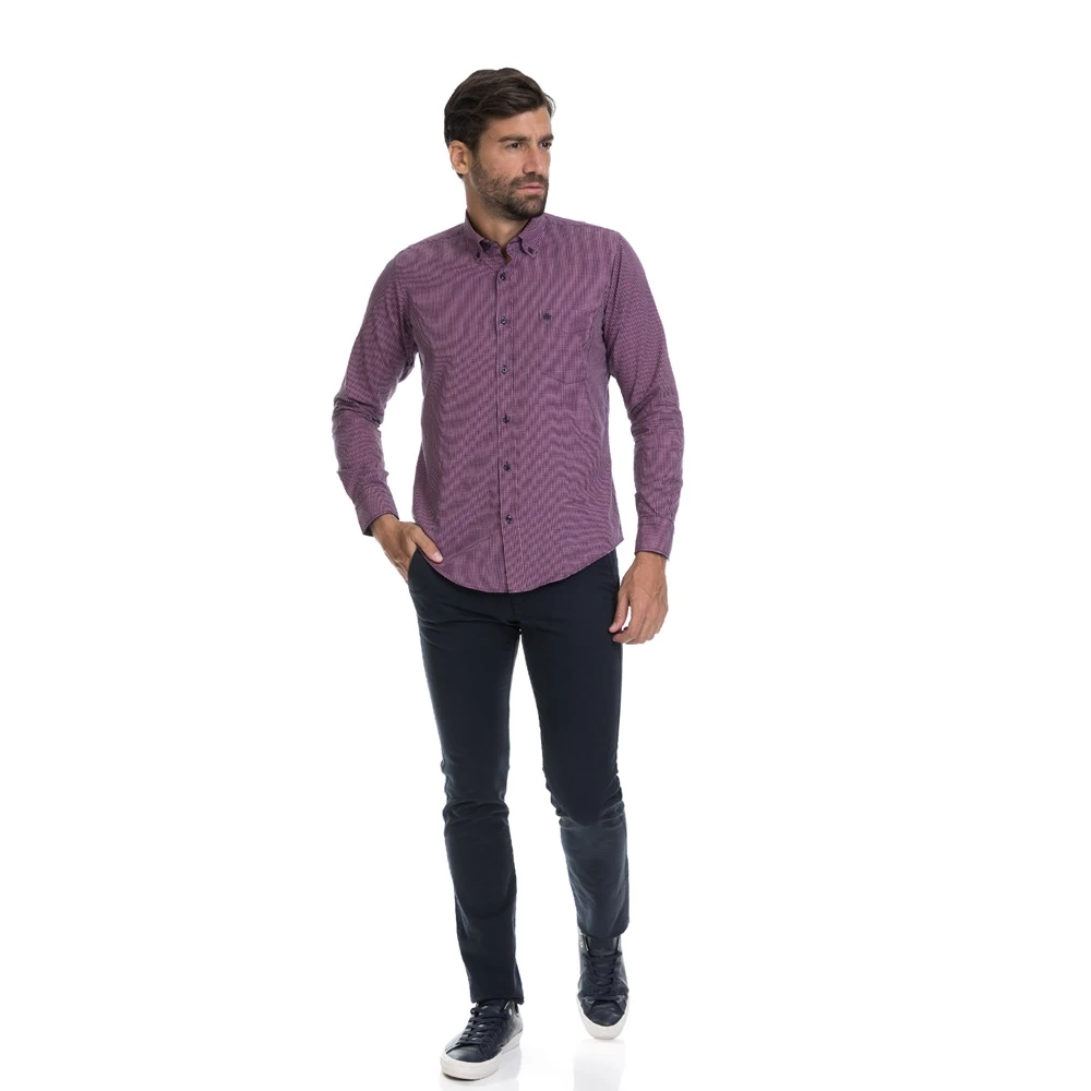 Ανδρικό καρό πουκάμισο DORS μωβ 6 Ανδρικό καρό πουκάμισο DORS μωβ - Image 4