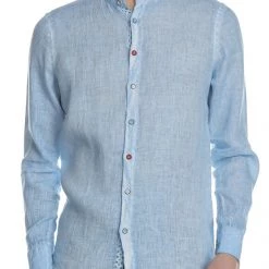 Ανδρικό μακρυμάνικο πουκάμισο λινό SSEINSE γαλάζιο
