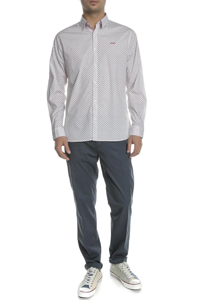 Ανδρικό μακρυμάνικο πουκάμισο COLLINS GUESS ροζ με Print 4 Ανδρικό μακρυμάνικο πουκάμισο COLLINS GUESS ροζ με Print - Image 2