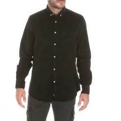 Ανδρικό κοτλέ πουκάμισο DORS μαύρο