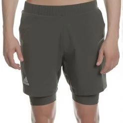Ανδρικό σορτς Tennis 2 σε 1 Adidas Performance HEAT.RDY λαδί