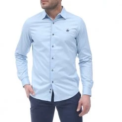 Ανδρικό πουκάμισο BEVERLY HILLS POLO CLUB DOUBLE DIAMOND μπλε