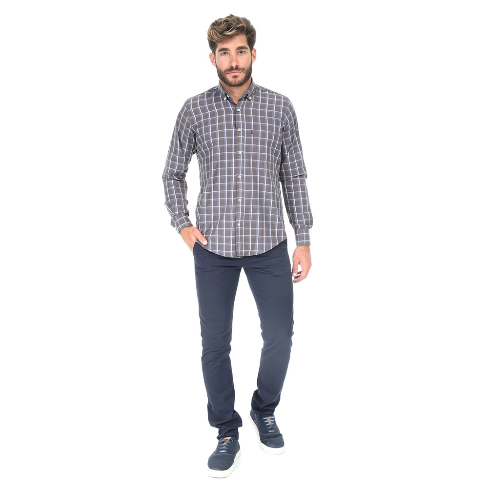 Ανδρικό πουκάμισο DORS καφέ-γαλάζιο 6 Ανδρικό πουκάμισο DORS καφέ-γαλάζιο - Image 4