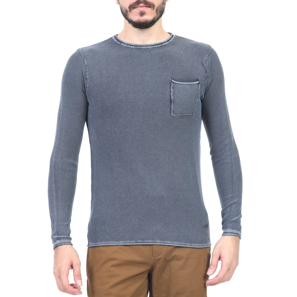 Ανδρική πλεκτή μπλούζα BATTERY μπλε 3 Ανδρική πλεκτή μπλούζα BATTERY μπλε