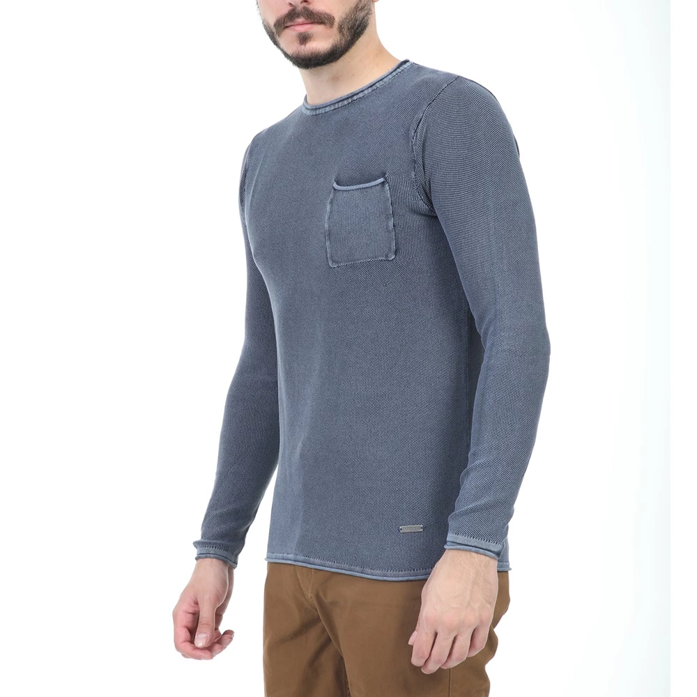 Ανδρική πλεκτή μπλούζα BATTERY μπλε 4 Ανδρική πλεκτή μπλούζα BATTERY μπλε - Image 2