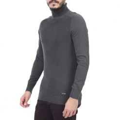 Ανδρική πλεκτή μπλούζα ζιβάγκο BATTERY γκρι