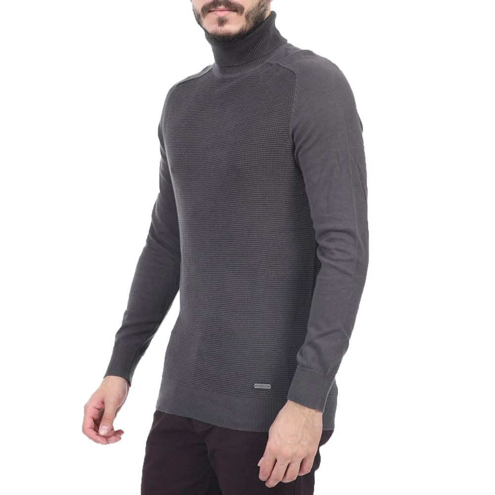 Ανδρική πλεκτή μπλούζα ζιβάγκο BATTERY γκρι 3 Ανδρική πλεκτή μπλούζα ζιβάγκο BATTERY γκρι