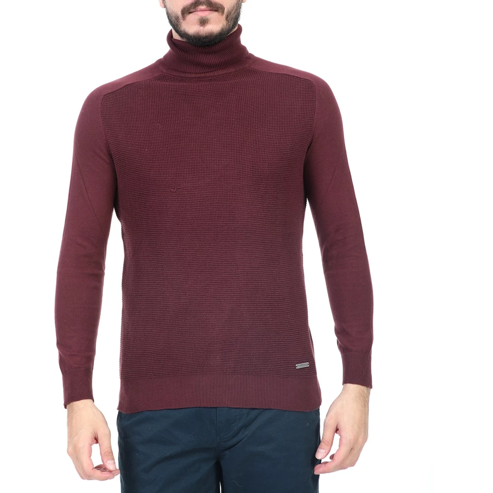 Ανδρική πλεκτή μπλούζα ζιβάγκο BATTERY μπορντό 3 Ανδρική πλεκτή μπλούζα ζιβάγκο BATTERY μπορντό