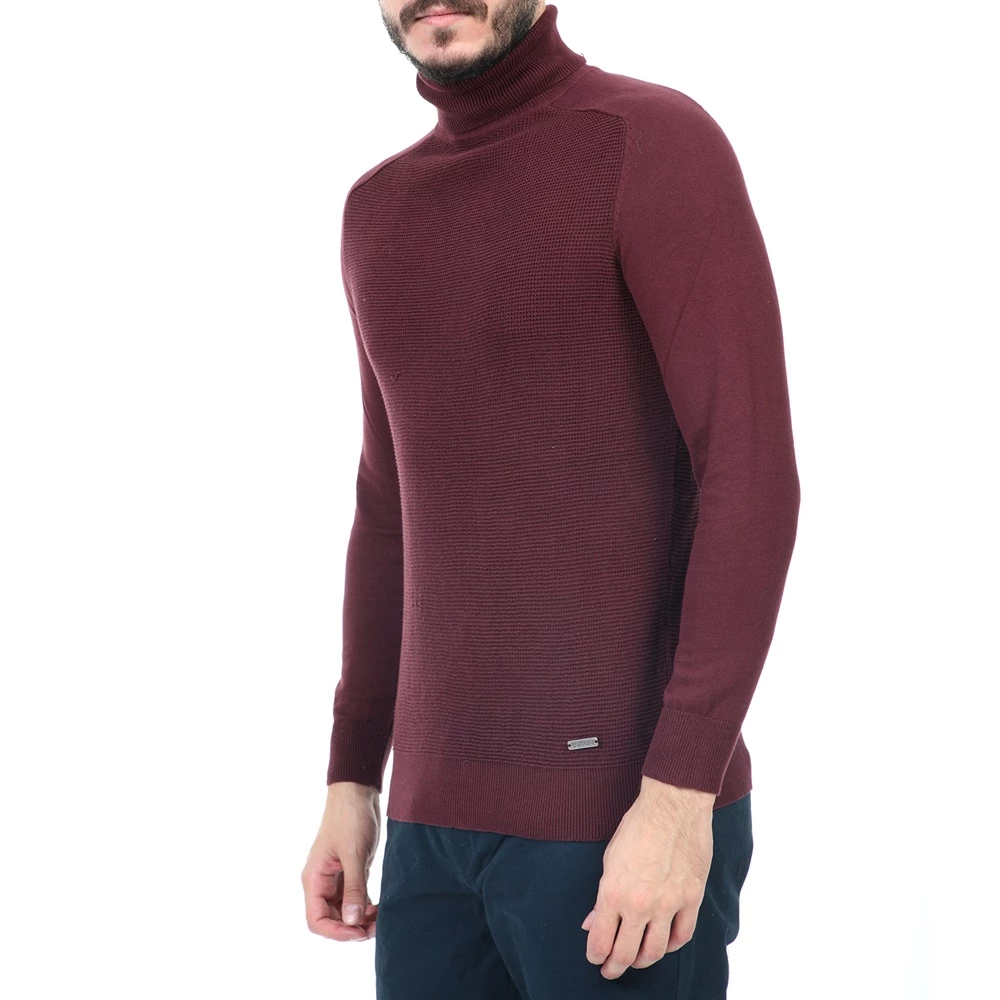 Ανδρική πλεκτή μπλούζα ζιβάγκο BATTERY μπορντό 4 Ανδρική πλεκτή μπλούζα ζιβάγκο BATTERY μπορντό - Image 2