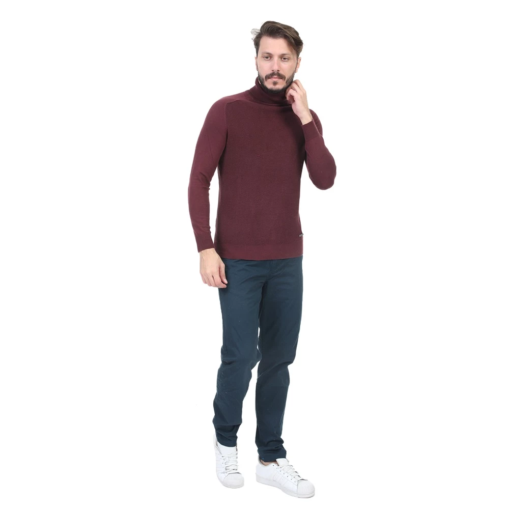 Ανδρική πλεκτή μπλούζα ζιβάγκο BATTERY μπορντό 6 Ανδρική πλεκτή μπλούζα ζιβάγκο BATTERY μπορντό - Image 4