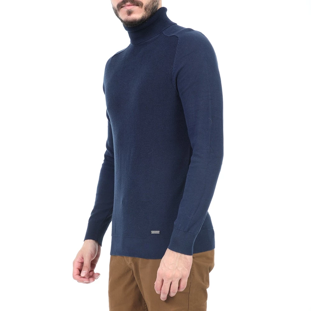 Ανδρική πλεκτή μπλούζα ζιβάγκο BATTERY μπλε 4 Ανδρική πλεκτή μπλούζα ζιβάγκο BATTERY μπλε - Image 2