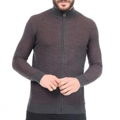 Ανδρική πλεκτή ζακέτα OCEAN SHARK μπορντό γκρι