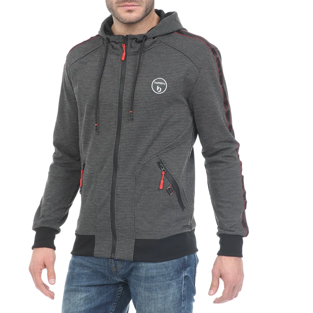 Ανδρική φούτερ ζακέτα BATTERY μαύρη λευκή 4 Ανδρική φούτερ ζακέτα BATTERY μαύρη λευκή - Image 2