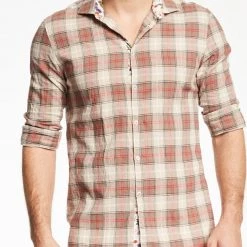 Ανδρικό πουκάμισο GAUDI μπεζ κόκκινο