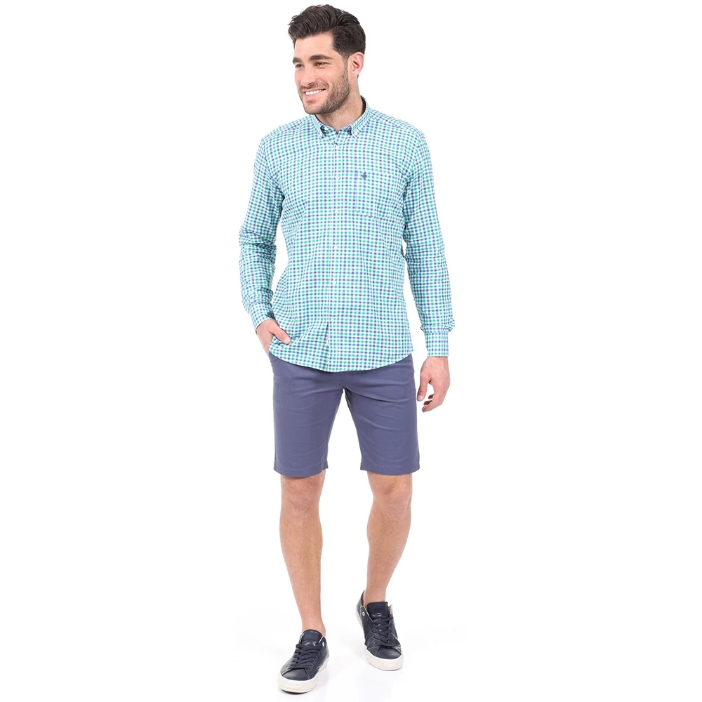 Ανδρικό πουκάμισο DORS πράσινο μπλε 6 Ανδρικό πουκάμισο DORS πράσινο μπλε - Image 4