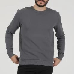 Ανδρική φούτερ μπλούζα DIRTY LAUNDRY SLEEVE DETAILS CREWNECK γκρι