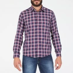 Ανδρικό πουκάμισο DORS καρό μπλε κόκκινο λευκό