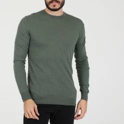 Ανδρική πλεκτή μπλούζα DIRTY LAUNDRY ACID SLUB CREWNECK χακί