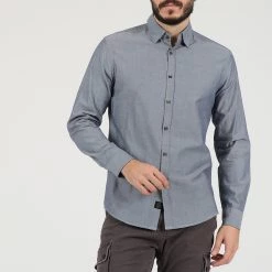 Ανδρικό πουκάμισο DIRTY LAUNDRY MINI OXFORD μπλε