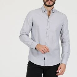 Ανδρικό πουκάμισο DIRTY LAUNDRY MINI OXFORD γκρι