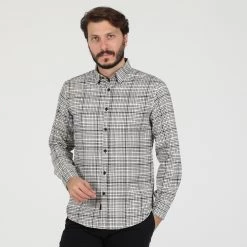 Ανδρικό πουκάμισο DIRTY LAUNDRY MULTI CHECK καρό λευκό μαύρο