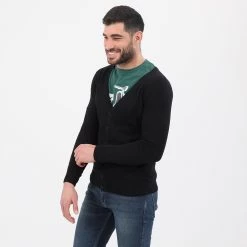 Ανδρική πλεκτή ζακέτα RUN μαύρη
