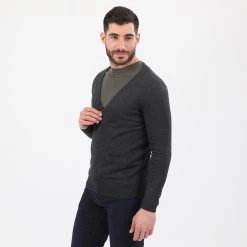Ανδρική πλεκτή ζακέτα RUN ανθρακί
