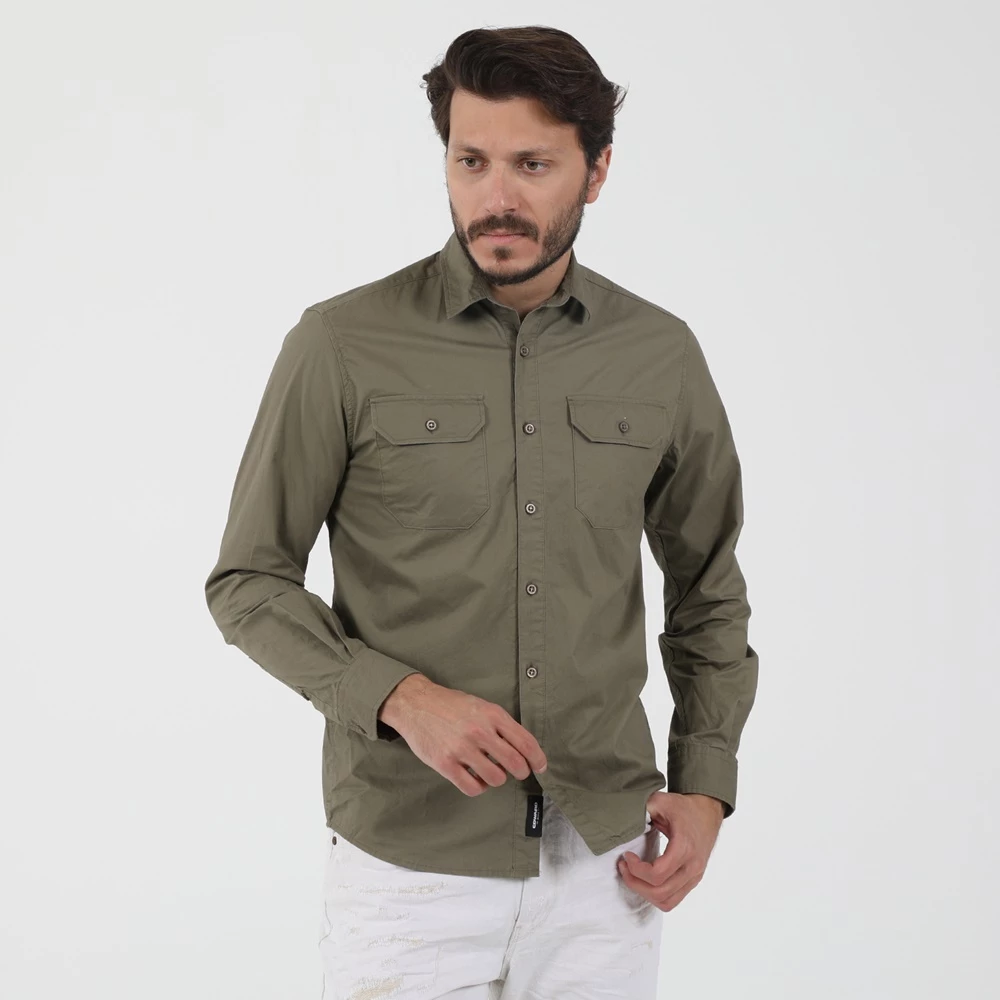 Ανδρικό πουκάμισο EDWARD JEANS CURD-W21 χακί 3 Ανδρικό πουκάμισο EDWARD JEANS CURD-W21 χακί