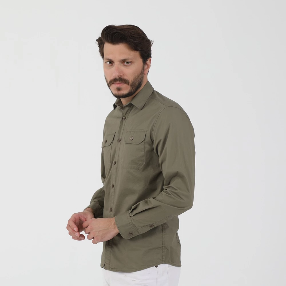 Ανδρικό πουκάμισο EDWARD JEANS CURD-W21 χακί 4 Ανδρικό πουκάμισο EDWARD JEANS CURD-W21 χακί - Image 2