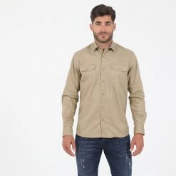 Ανδρικό πουκάμισο EDWARD JEANS CURD-W21 μπεζ