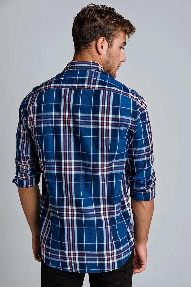 Ανδρικό πουκάμισο EDWARD JEANS 18.1.1.03.040 LEWY-727 μπλε λευκό καρό 5 Ανδρικό πουκάμισο EDWARD JEANS 18.1.1.03.040 LEWY-727 μπλε λευκό καρό - Image 3