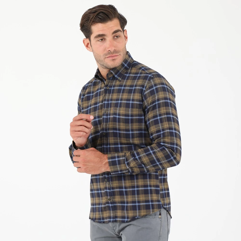 Ανδρικό πουκάμισο DORS μπλε πράσινο καρό 4 Ανδρικό πουκάμισο DORS μπλε πράσινο καρό - Image 2