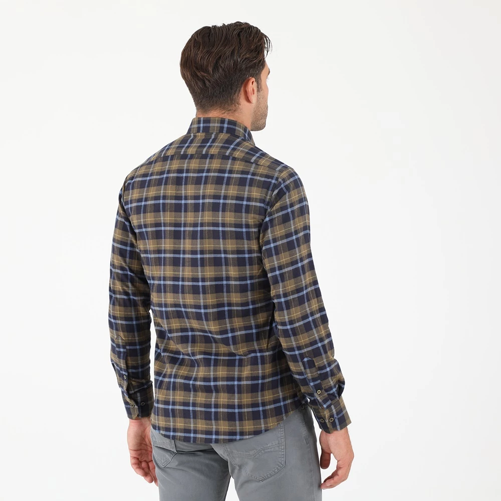 Ανδρικό πουκάμισο DORS μπλε πράσινο καρό 5 Ανδρικό πουκάμισο DORS μπλε πράσινο καρό - Image 3