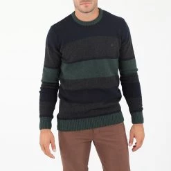 Ανδρικό ριγέ πουλόβερ DORS μπλε πράσινο