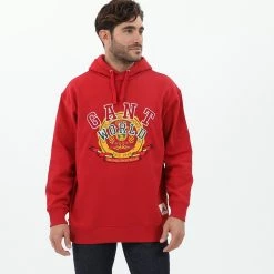 Ανδρική φούτερ μπλούζα GANT 2007026 WORLD CREST RELAXED κόκκινο