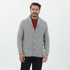 Ανδρική πλεκτή ζακέτα GANT TEXTURED WOOL BLEND γκρι