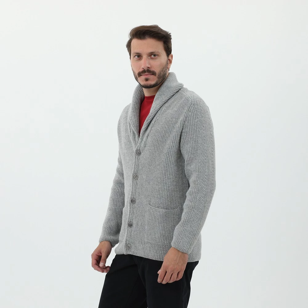 Ανδρική πλεκτή ζακέτα GANT TEXTURED WOOL BLEND γκρι 4 Ανδρική πλεκτή ζακέτα GANT TEXTURED WOOL BLEND γκρι - Image 2
