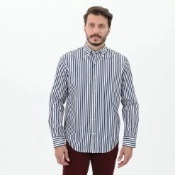Ανδρικό πουκάμισο GANT G3010070 SHIRT LS λευκό γκρι ριγέ
