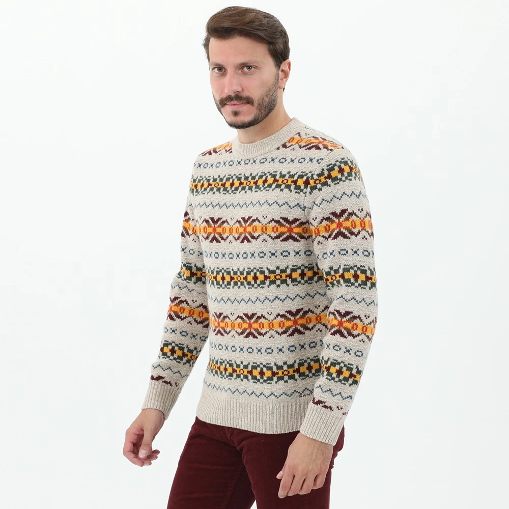 Ανδρικό πουλόβερ GANT G8000123 εκρού εμπριμέ 4 Ανδρικό πουλόβερ GANT G8000123 εκρού εμπριμέ - Image 2