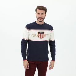 Ανδρικό πουλόβερ GANT G8000127 μπλε λευκό