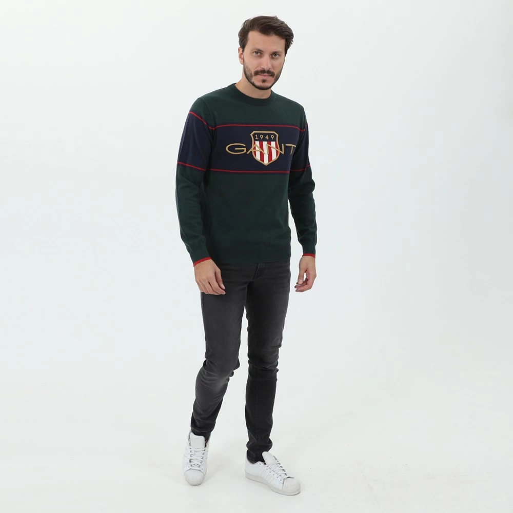 Ανδρικό πουλόβερ GANT G8000127 πράσινο μπλε 6 Ανδρικό πουλόβερ GANT G8000127 πράσινο μπλε - Image 4