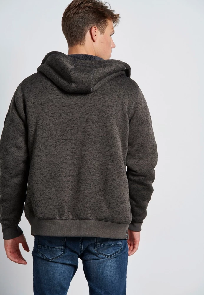 Ανδρική φούτερ ζακέτα FUNKY BUDDHA χακί μελανζέ 6 Ανδρική φούτερ ζακέτα FUNKY BUDDHA χακί μελανζέ - Image 4