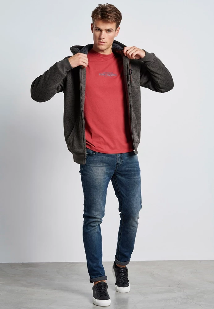 Ανδρική φούτερ ζακέτα FUNKY BUDDHA χακί μελανζέ 7 Ανδρική φούτερ ζακέτα FUNKY BUDDHA χακί μελανζέ - Image 5