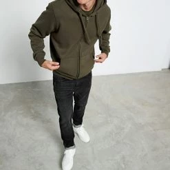 Ανδρική φούτερ ζακέτα FUNKY BUDDHA Essential χακί