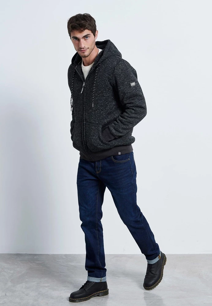 Ανδρική φούτερ ζακέτα FUNKY BUDDHA γκρι μελανζέ 5 Ανδρική φούτερ ζακέτα FUNKY BUDDHA γκρι μελανζέ - Image 3