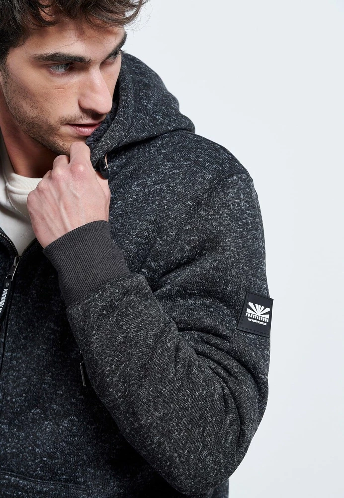 Ανδρική φούτερ ζακέτα FUNKY BUDDHA γκρι μελανζέ 7 Ανδρική φούτερ ζακέτα FUNKY BUDDHA γκρι μελανζέ - Image 5