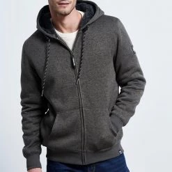 Ανδρική φούτερ ζακέτα FUNKY BUDDHA γκρι μελανζέ