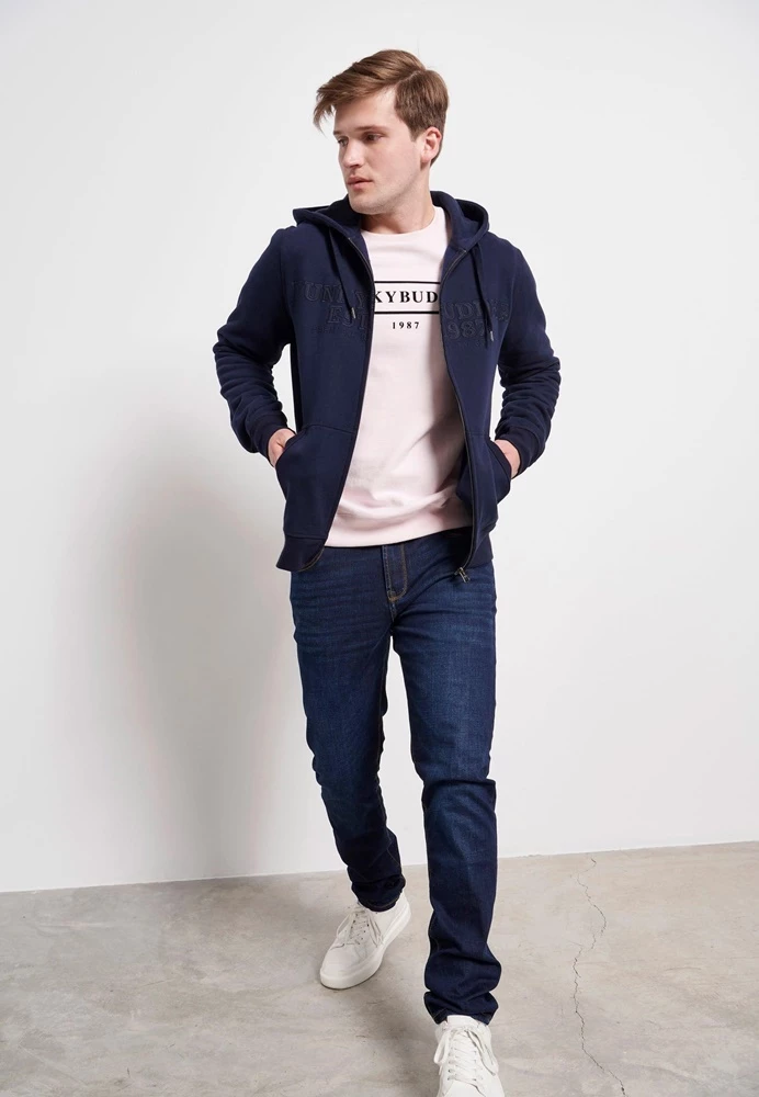 Ανδρική φούτερ ζακέτα FUNKY BUDDHA σκούρο μπλε 4 Ανδρική φούτερ ζακέτα FUNKY BUDDHA σκούρο μπλε - Image 2